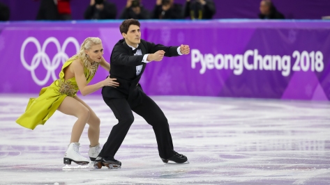February 20, 2018: Piper Gillis & Paul Poirier performing their free dance during the ice dance competition. (PHOTO: Greg Kolz)