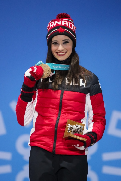 February 23, 2018: Kaetlyn Osmond shows off the Olympic bronze medal she earned in the ladies' figure skating competition. (PHOTO: Greg Kolz)